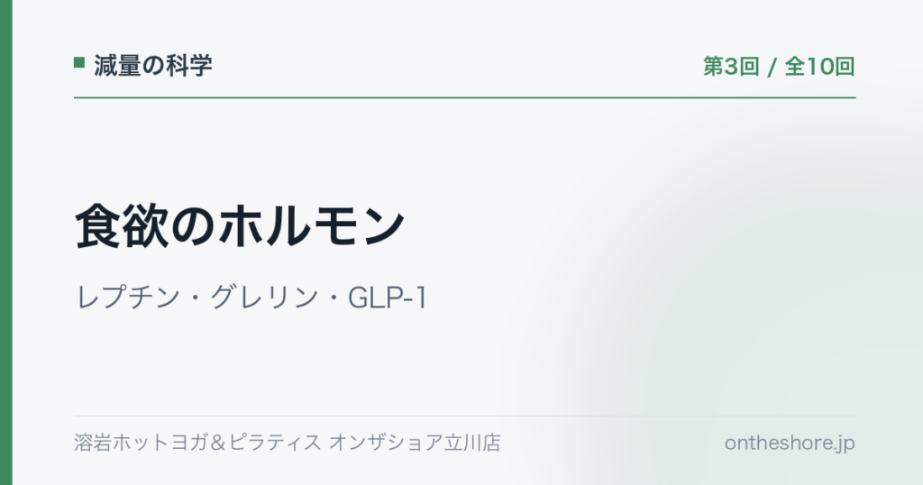 減量の科学 第3回 食欲のホルモンレプチングレリンGLP1|オンザショア立川店 | オンザショア立川店 立川駅徒歩1分年中無休の溶岩ホットヨガスタジオ 減量の科学 第3回 食欲のホルモンレプチングレリンGLP-1|オンザショア立川店 立川駅徒歩1分年中無休の溶岩ホットヨガスタジオ