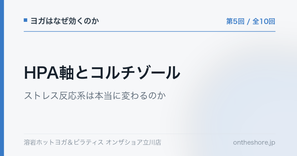ヨガはなぜ効くのか 第5回 HPA軸とコルチゾールストレス反応系は本当に変わるのか|オンザショア立川店 | オンザショア立川店 立川駅徒歩1分年中無休の溶岩ホットヨガスタジオ ヨガはなぜ効くのか 第5回 HPA軸とコルチゾールストレス反応系は本当に変わるのか|オンザショア立川店 立川駅徒歩1分年中無休の溶岩ホットヨガスタジオ