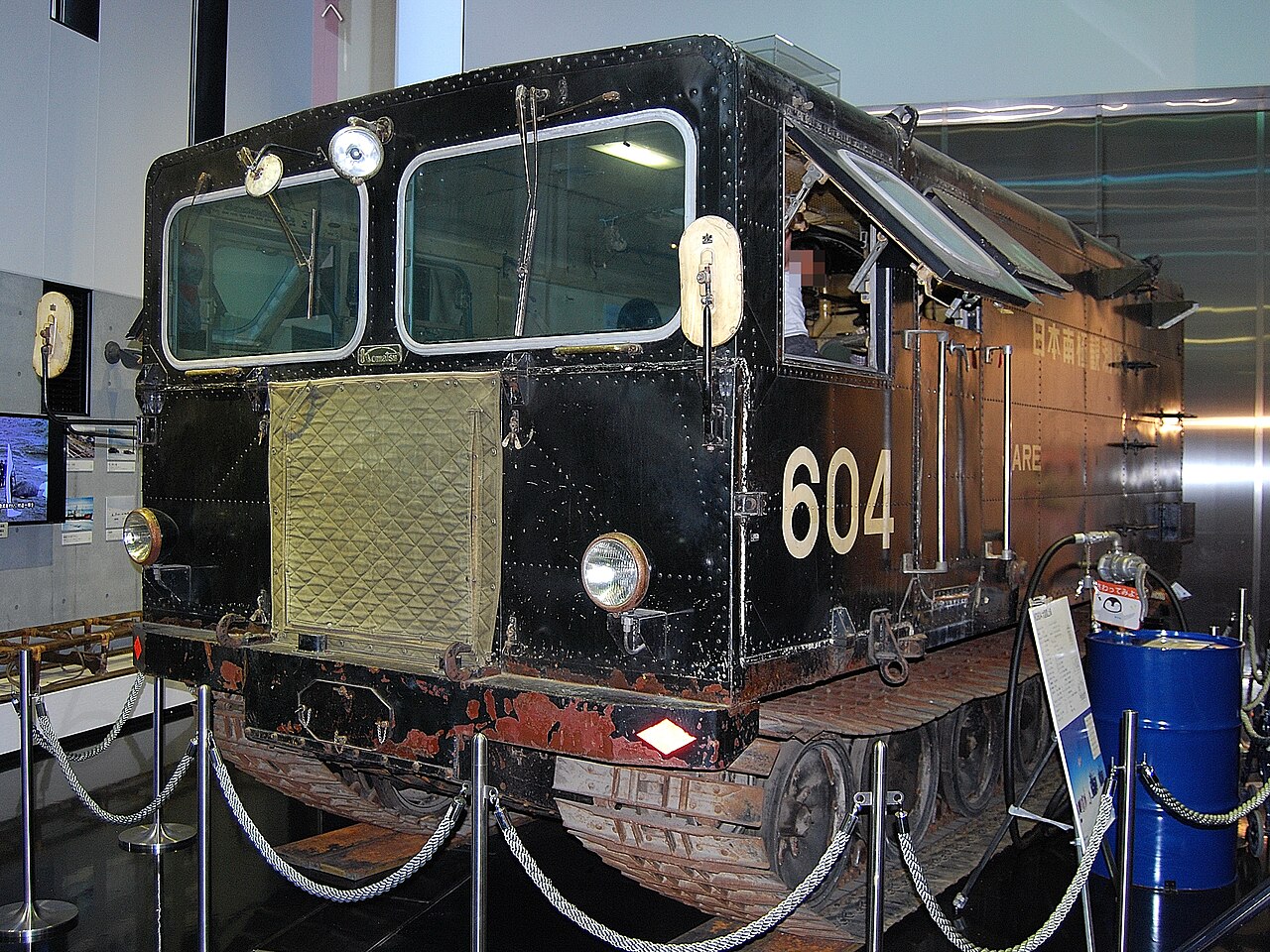 The KD604 large snow vehicle on display, used on the research journey to the South Pole and back