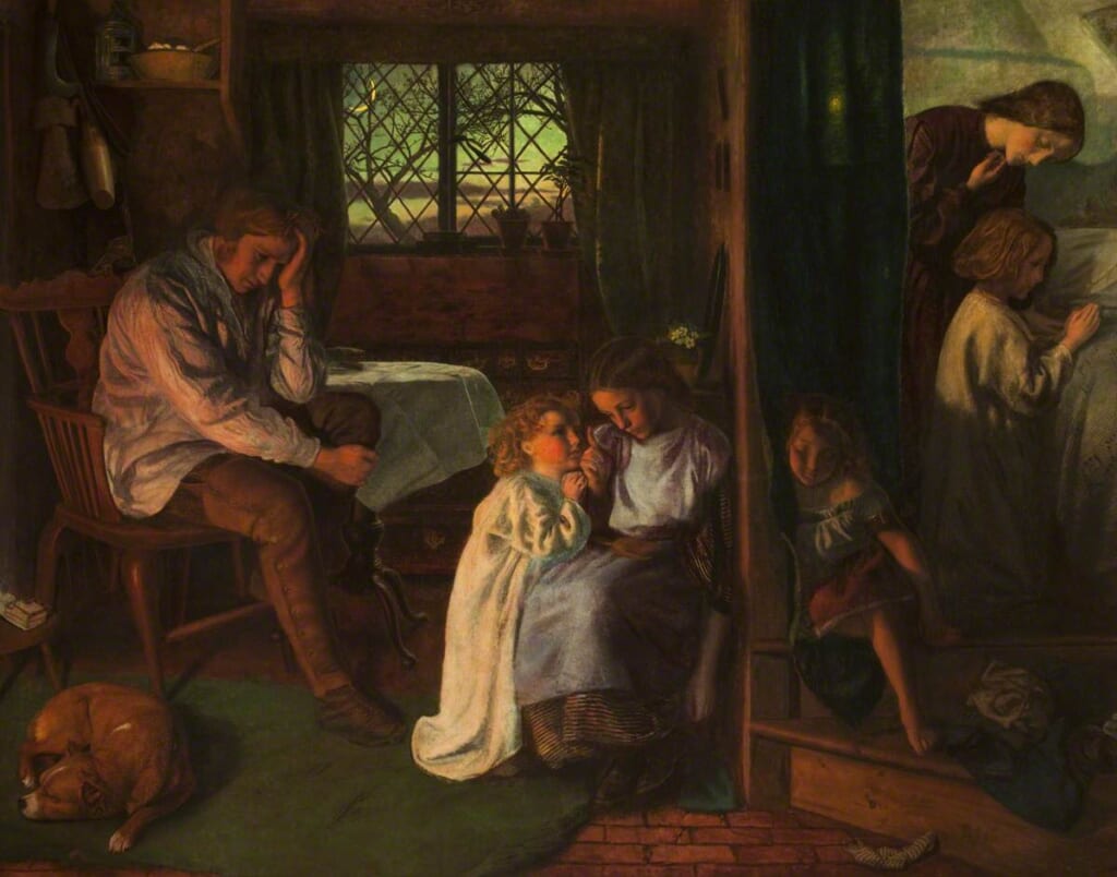 Arthur Hughes 18321915 Bedtime PRSMG P1486 Harris Museum | オンザショア立川店 立川駅徒歩1分年中無休の溶岩ホットヨガスタジオ 寝る前の子どもを描いた絵画 立川駅徒歩1分年中無休の溶岩ホットヨガスタジオ