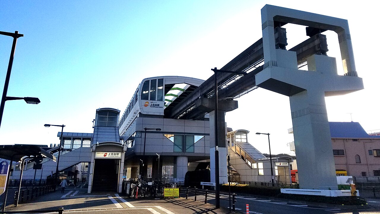 Kamikitadai Station, today's northern terminus; the guideway beam breaks off just beyond it