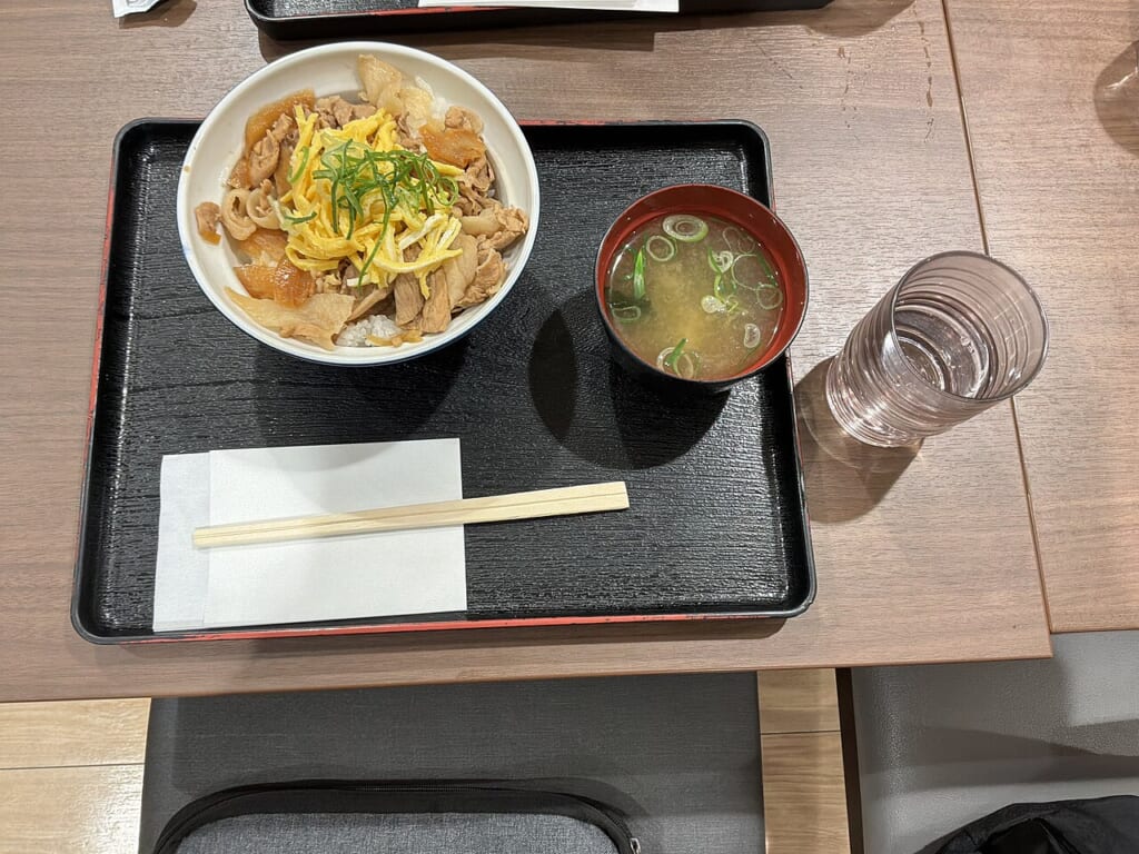 Omi Pork Rice Bowl Otsu SA Inbound Side | オンザショア立川店 立川駅徒歩1分年中無休の溶岩ホットヨガスタジオ ご飯の上に豚肉を盛り付けた丼料理主食のご飯と具材を一つの器に合わせている 立川駅徒歩1分年中無休の溶岩ホットヨガスタジオ